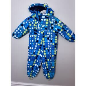 Name It Mini Blue Polka Dot Toddler Snowsuit Insulated Unisex Sz 2-3